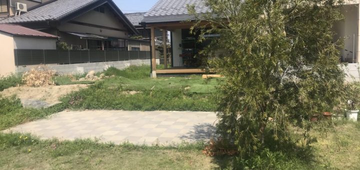 岐南町 古民家再生の庭 砂利敷き・石積み・造園工事 part1