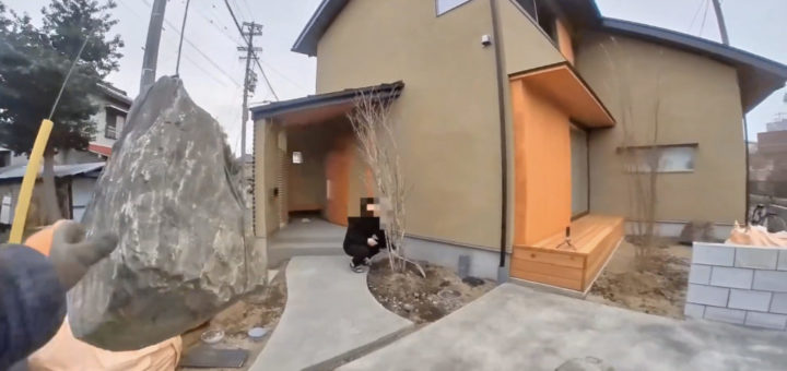 2019/12/22 本日の現場動画　小牧市庭石・割栗石配達据付作業