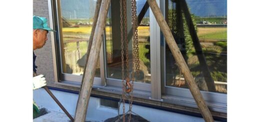 チェンブロ使って沓脱石設置