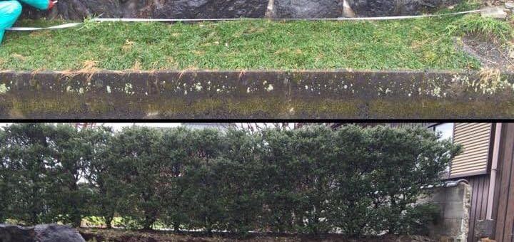 石積みの一部を撤去して奥へセットバック