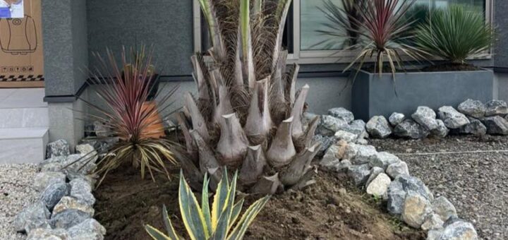 新築のご自宅に、揖斐青白割栗石を使っていただきました。