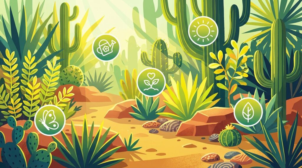 A vibrant and colorful illustration of a dry garde 1765627391154