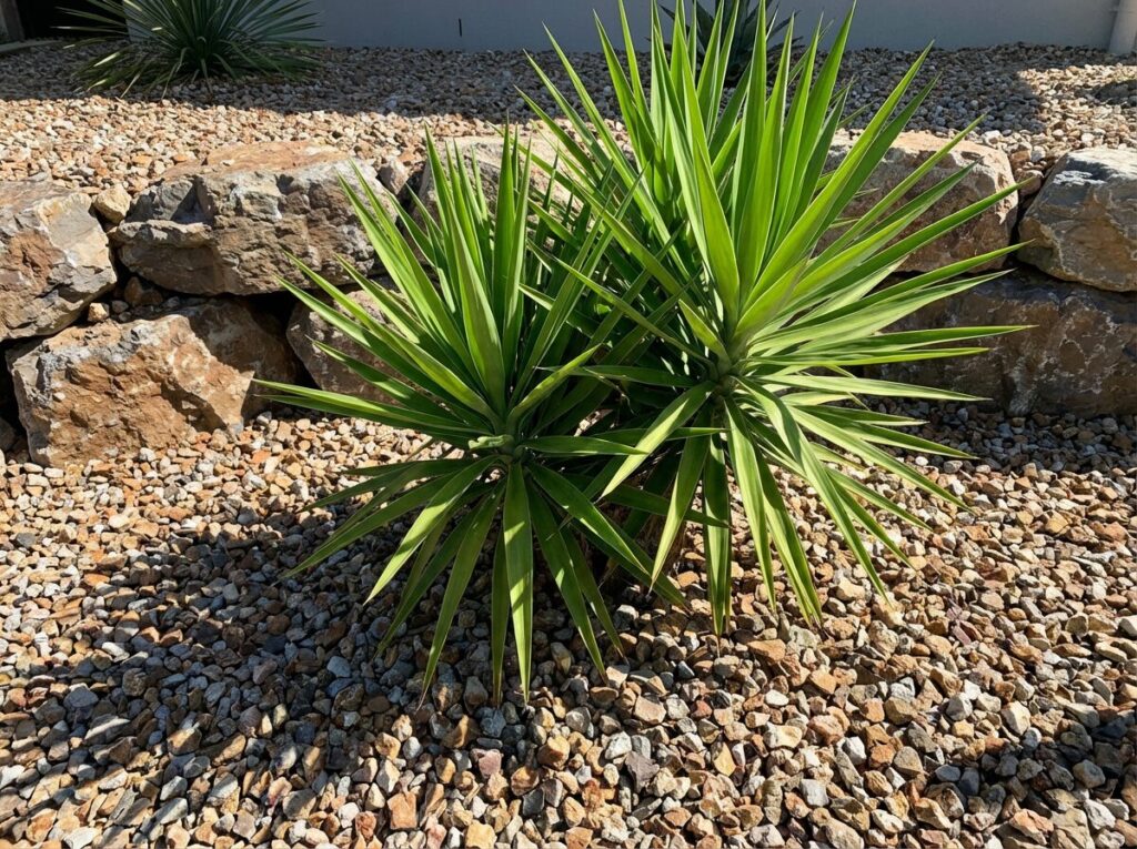 ユッカ × 割栗石（中サイズ）+ 砂利