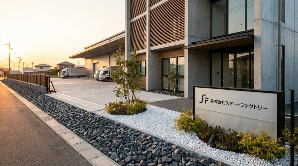 工場・倉庫外構の舗装比較|砂利・割栗石 vs コンクリート コスト・耐久性・メンテを徹底解説 7 石をふんだんに使った建物まわりは風格が出ます